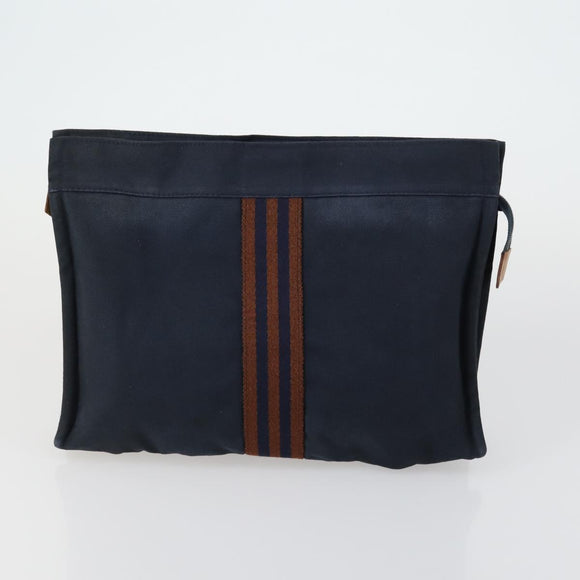 HERMES Pouch Canvas 3 Set Pink Black Brown Auth bs31480