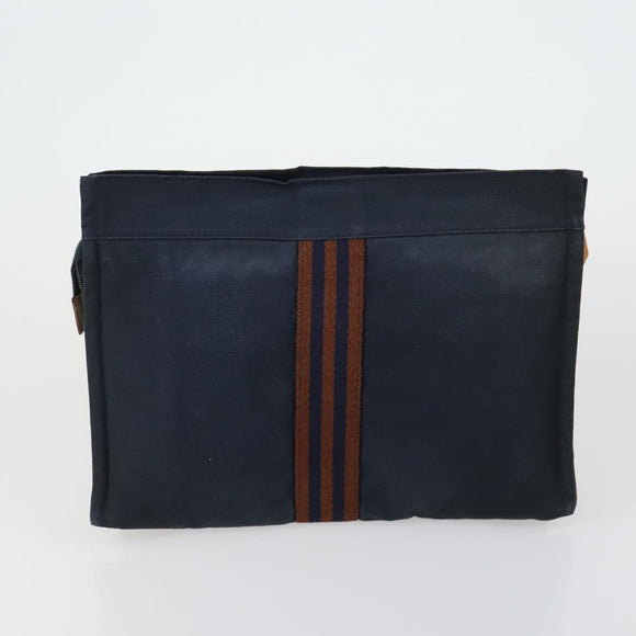 HERMES Pouch Canvas 3 Set Pink Black Brown Auth bs31480