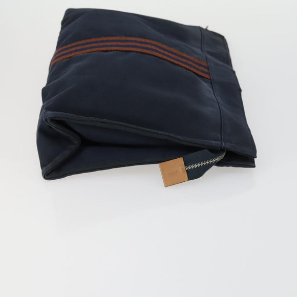 HERMES Pouch Canvas 3 Set Pink Black Brown Auth bs31480