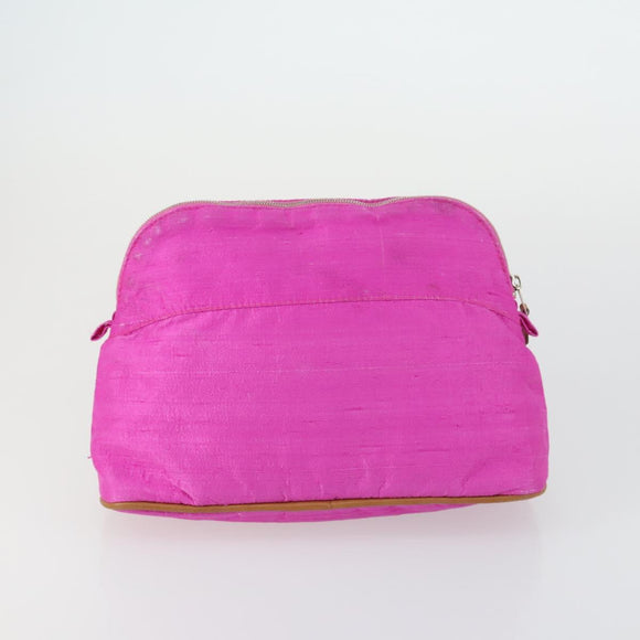 HERMES Pouch Canvas 3 Set Pink Black Brown Auth bs31480