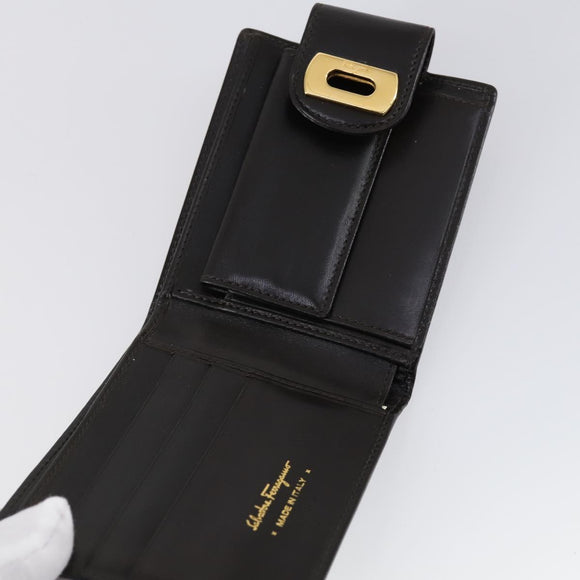 Salvatore Ferragamo Wallet Leather 6 Set Black Beige Red Auth bs31481