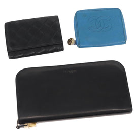 SAINT LAURENT BOTTEGA VENETA CHANEL Wallet Leather 2 Set Auth bs31482