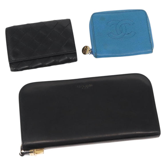 SAINT LAURENT BOTTEGA VENETA CHANEL Wallet Leather 2 Set Auth bs31482