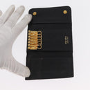 PRADA Key Case Leather 2 Set Beige Black Auth bs31485-15
