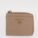 PRADA Key Case Leather 2 Set Beige Black Auth bs31485-2