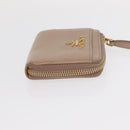 PRADA Key Case Leather 2 Set Beige Black Auth bs31485-4
