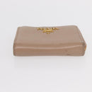 PRADA Key Case Leather 2 Set Beige Black Auth bs31485-6