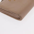 PRADA Key Case Leather 2 Set Beige Black Auth bs31485-7