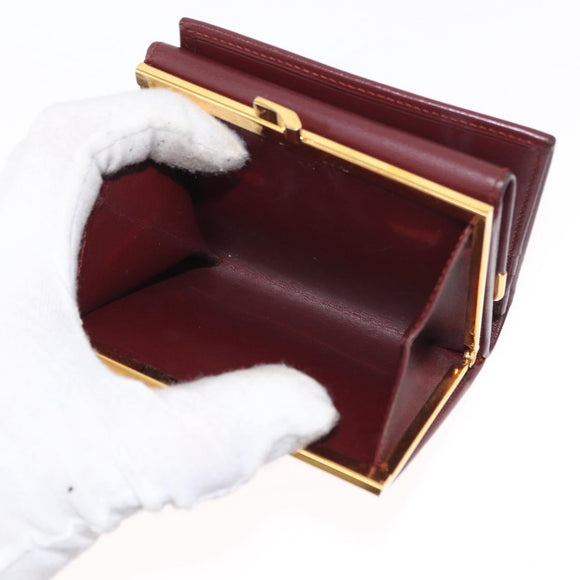 CARTIER Must Line Wallet Clutch Bag Leather 2 Set Bordeaux Gold Auth bs31487