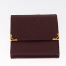 CARTIER Must Line Wallet Clutch Bag Leather 2 Set Bordeaux Gold Auth bs31487-2