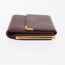 CARTIER Must Line Wallet Clutch Bag Leather 2 Set Bordeaux Gold Auth bs31487-4