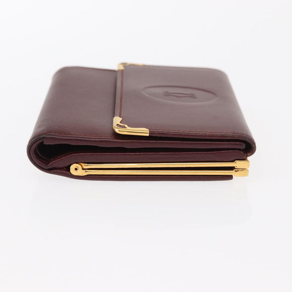 CARTIER Must Line Wallet Clutch Bag Leather 2 Set Bordeaux Gold Auth bs31487