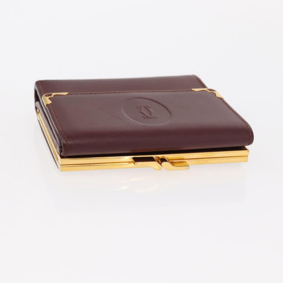 CARTIER Must Line Wallet Clutch Bag Leather 2 Set Bordeaux Gold Auth bs31487