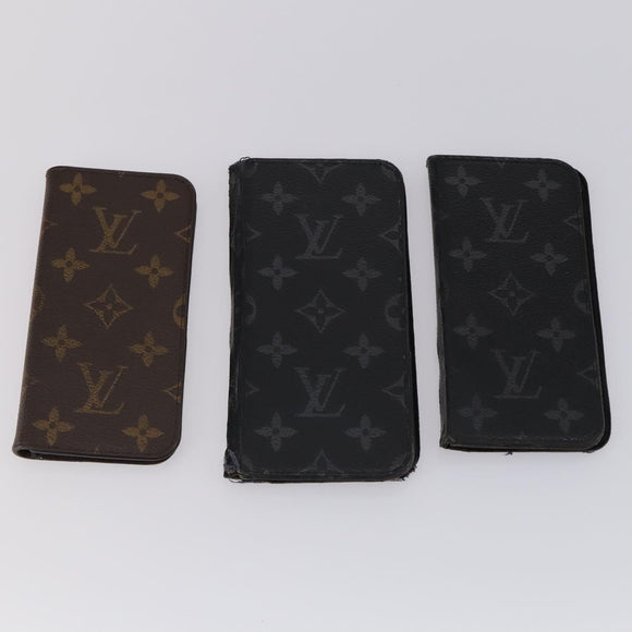LOUIS VUITTON Monogram Eclipse iPhone Case 6 Set LV Auth bs31488