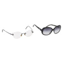 CHANEL Sunglasses plastic 2 Set Brown White CC Auth bs31489-1