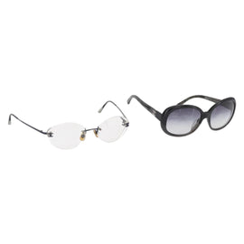 CHANEL Sunglasses plastic 2 Set Brown White CC Auth bs31489