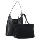 Salvatore Ferragamo Shoulder Bag Leather Canvas 2 Set Black Silver Auth bs31495-1