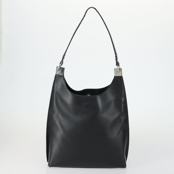 Salvatore Ferragamo Shoulder Bag Leather Canvas 2 Set Black Silver Auth bs31495