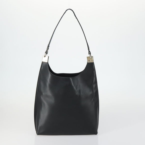 Salvatore Ferragamo Shoulder Bag Leather Canvas 2 Set Black Silver Auth bs31495