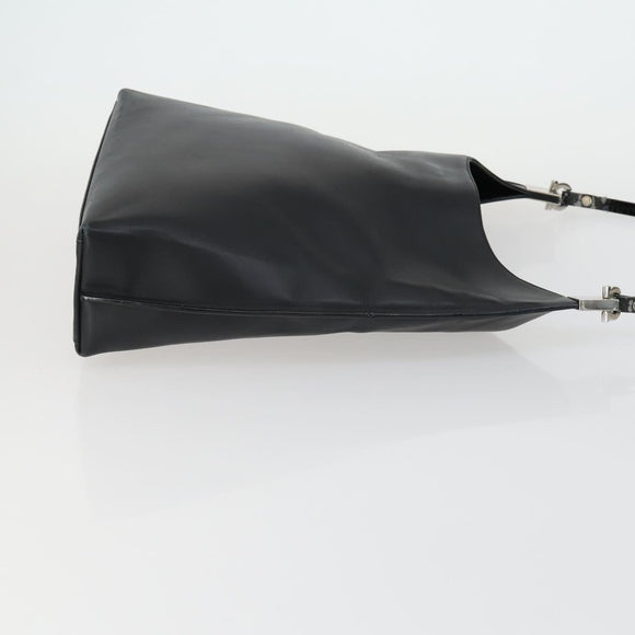 Salvatore Ferragamo Shoulder Bag Leather Canvas 2 Set Black Silver Auth bs31495