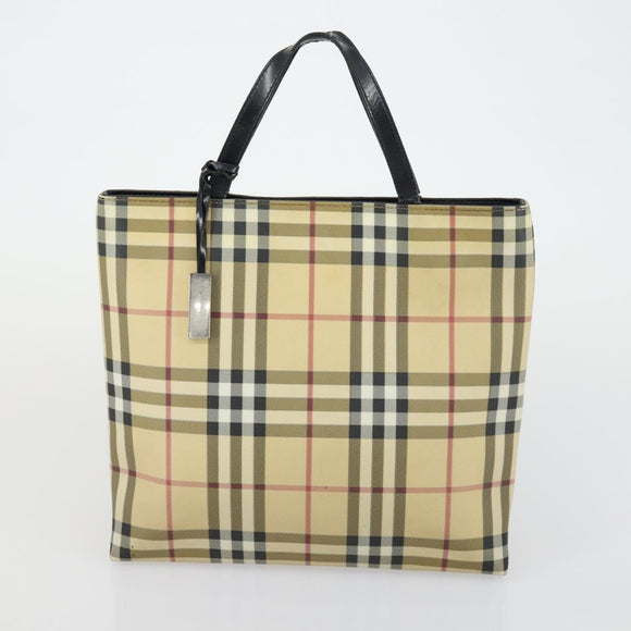 Burberrys Nova Check Hand Bag Canvas 3 Set Beige Green Auth bs31496