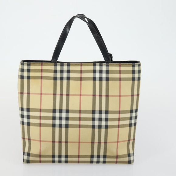 Burberrys Nova Check Hand Bag Canvas 3 Set Beige Green Auth bs31496