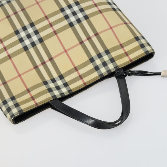 Burberrys Nova Check Hand Bag Canvas 3 Set Beige Green Auth bs31496