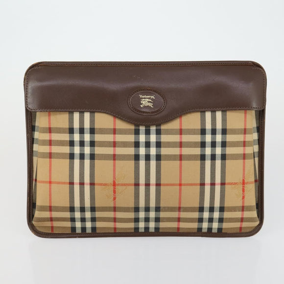 Burberrys Nova Check Hand Bag Canvas 3 Set Beige Green Auth bs31496