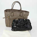 Chloe Tote Bag Leather 2 Set Black Beige Auth bs31501-18