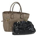 Chloe Tote Bag Leather 2 Set Black Beige Auth bs31501-1