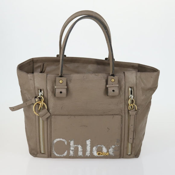 Chloe Tote Bag Leather 2 Set Black Beige Auth bs31501