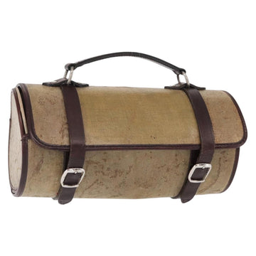 CHANEL Hand Bag Coated Canvas Beige Silver CC Auth bs31502