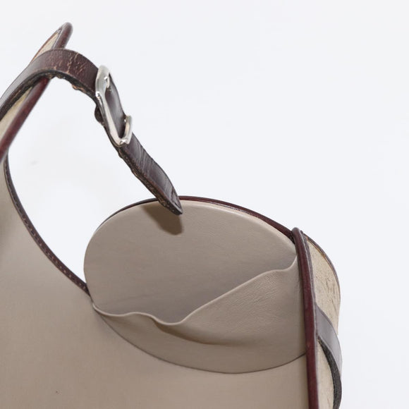 CHANEL Hand Bag Coated Canvas Beige Silver CC Auth bs31502