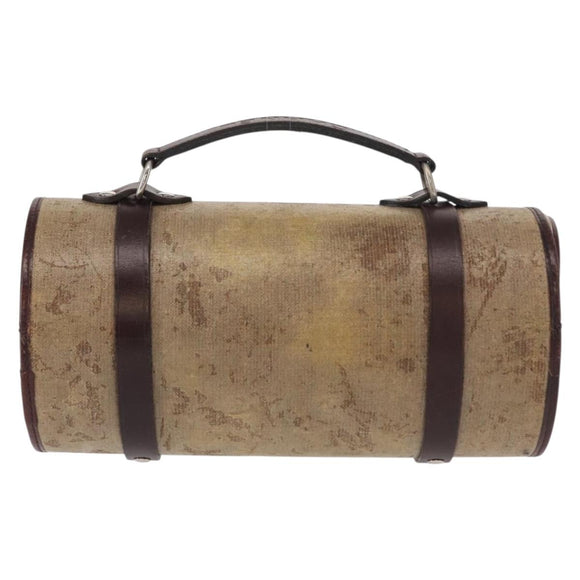 CHANEL Hand Bag Coated Canvas Beige Silver CC Auth bs31502