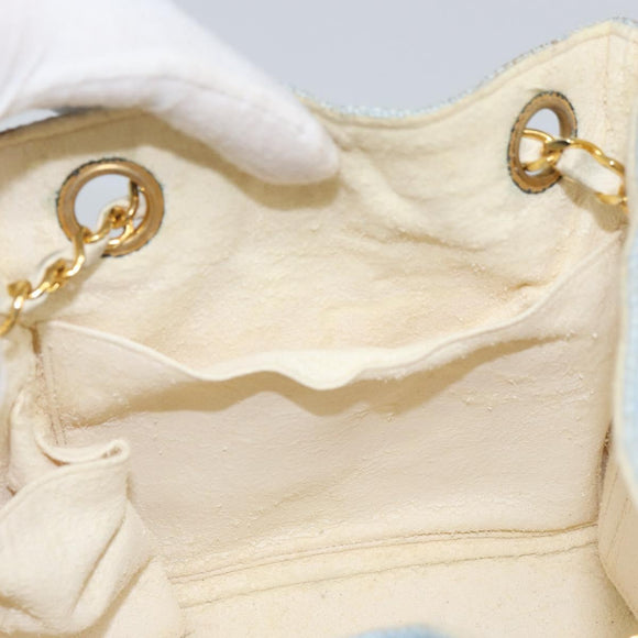 CHANEL Chain Shoulder Bag Canvas Light Blue gold CC Auth bs31503