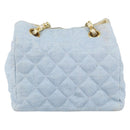 CHANEL Chain Shoulder Bag Canvas Light Blue gold CC Auth bs31503-2