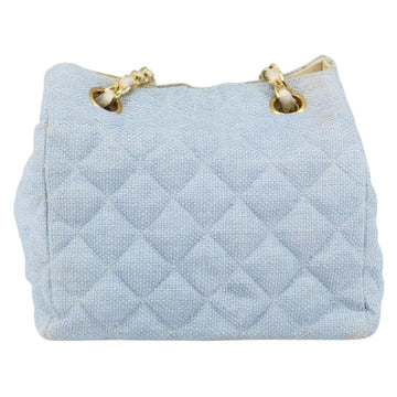 CHANEL Chain Shoulder Bag Canvas Light Blue gold CC Auth bs31503 - 0