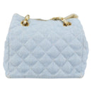 CHANEL Chain Shoulder Bag Canvas Light Blue gold CC Auth bs31503-3