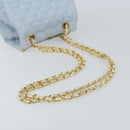 CHANEL Chain Shoulder Bag Canvas Light Blue gold CC Auth bs31503-4