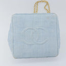CHANEL Chain Shoulder Bag Canvas Light Blue gold CC Auth bs31503-6