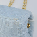 CHANEL Chain Shoulder Bag Canvas Light Blue gold CC Auth bs31503-7