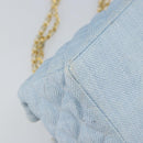 CHANEL Chain Shoulder Bag Canvas Light Blue gold CC Auth bs31503-8