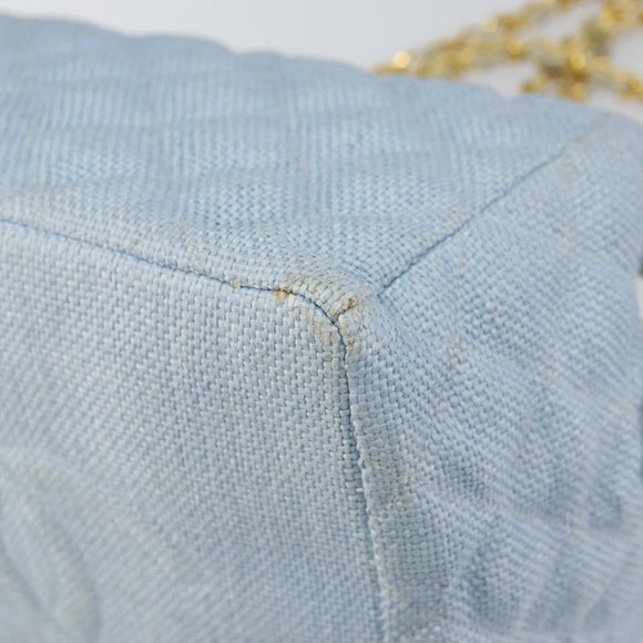 CHANEL Chain Shoulder Bag Canvas Light Blue gold CC Auth bs31503