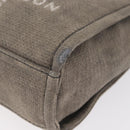 CHANEL Deauville line Chain Tote Bag Canvas Gray Silver CC Auth bs31505-14