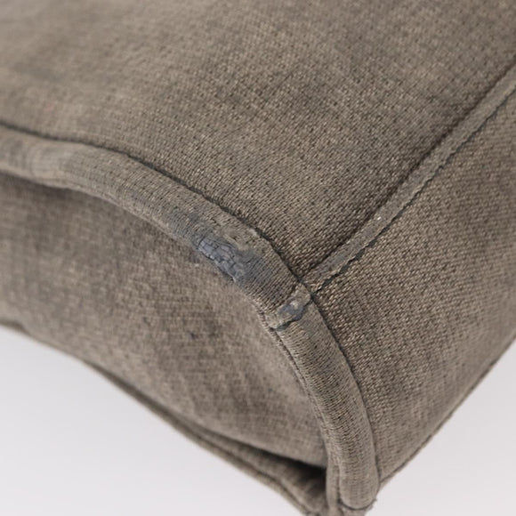 CHANEL Deauville line Chain Tote Bag Canvas Gray Silver CC Auth bs31505