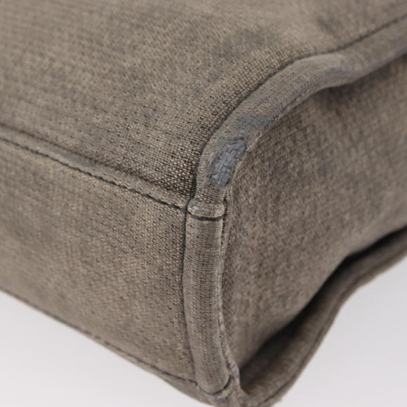 CHANEL Deauville line Chain Tote Bag Canvas Gray Silver CC Auth bs31505