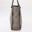 CHANEL Deauville line Chain Tote Bag Canvas Gray Silver CC Auth bs31505-3