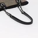 CHANEL Deauville line Chain Tote Bag Canvas Gray Silver CC Auth bs31505-7
