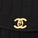 CHANEL Mademoiselle Shoulder Bag Cotton Black Gold CC Auth bs31506-14