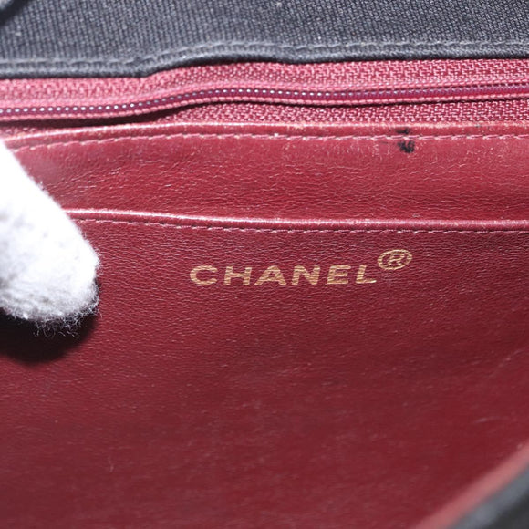 CHANEL Mademoiselle Shoulder Bag Cotton Black Gold CC Auth bs31506